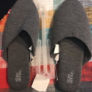 Stars Above Slippers. Grey Hard Sole House Shoes